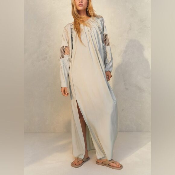 H&M Conscious Collection Green Lace Trimmed Slit Dress - Picture 7 of 8